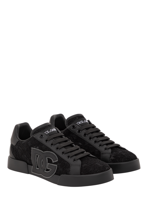 Dolce & Gabbana women's sneakers portofino light strobel made of lace taormina black 190126 - photo 3