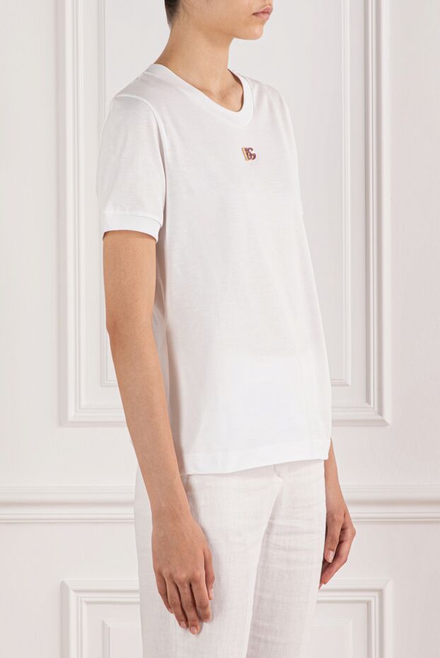 Dolce & Gabbana white cotton t-shirt with crystal dg logo 190141 - photo 3