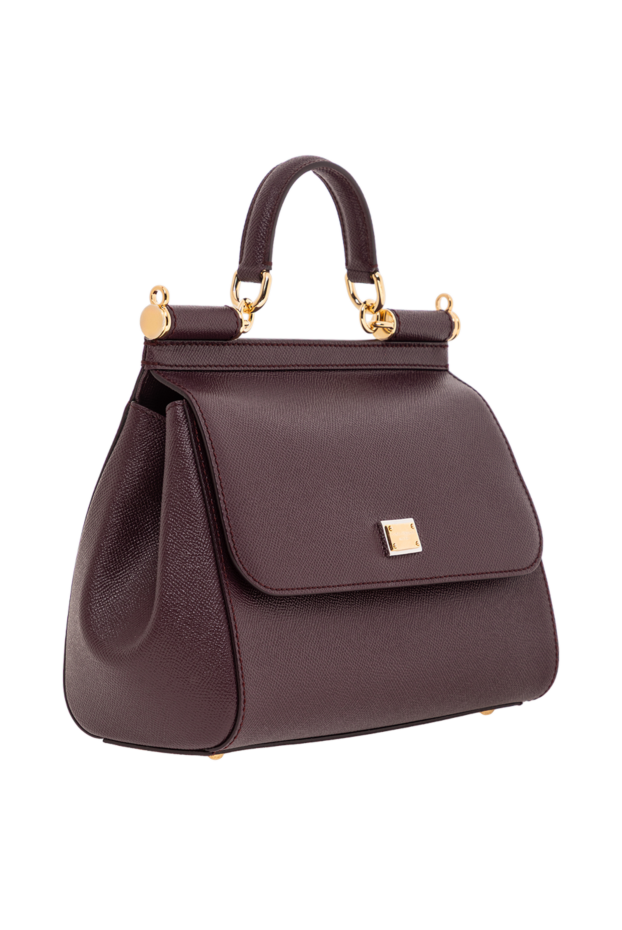 Dolce & Gabbana large sicily bag with short handle made of textured leather burgundy women's 190143 - photo 3