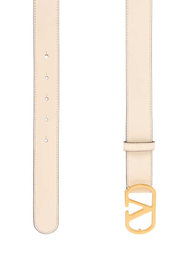Valentino genuine ivory leather belt with metal v-shaped buckle 190151 - photo 3