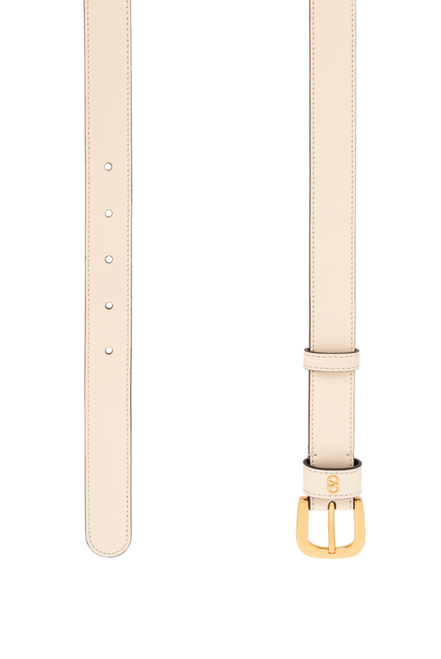Valentino cream leather belt with buckle and miniature gold logo 190153 - photo 3