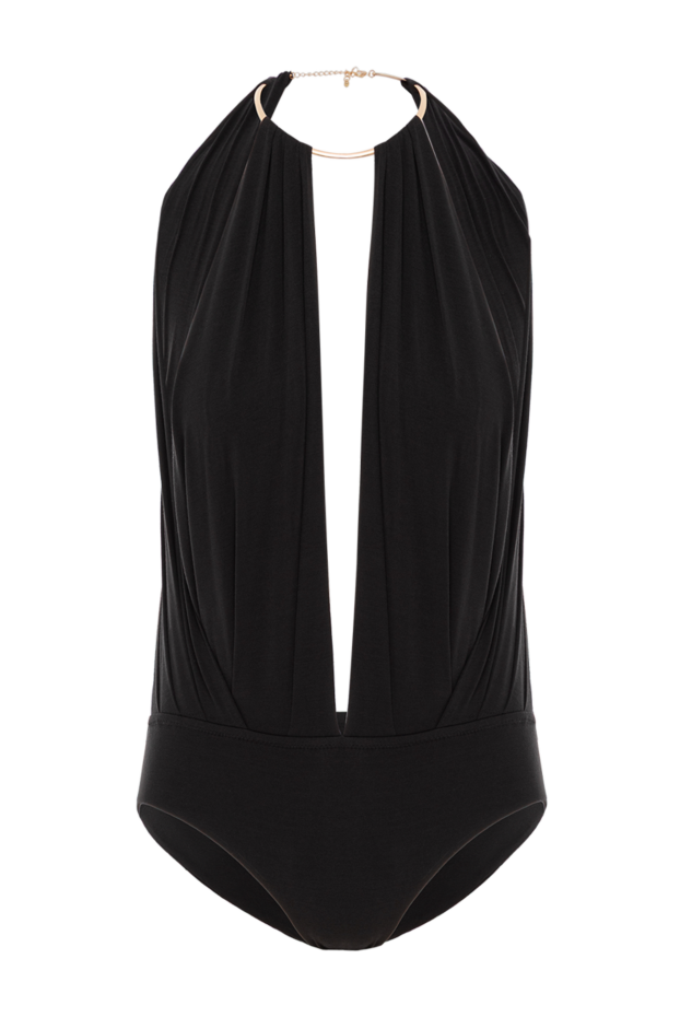 Fleur de Paris black viscose bodysuit with draping and open back 190207 - photo 1
