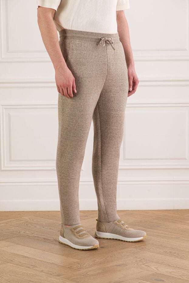 Loro Piana beige linen and cashmere blend drawstring sweatpants 190224 - photo 3