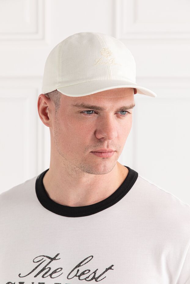 Loro Piana linen white baseball cap for men with plaid lining 190228 - photo 3