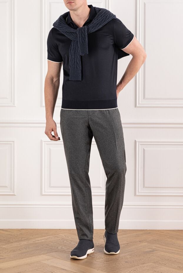 Loro Piana jarno men's gray cotton gabardine trousers classic 190233 - photo 2
