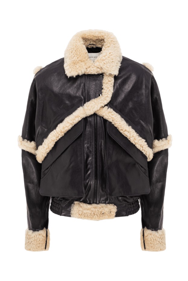 Magda Butrym black bomber jacket with white sheepskin trim women's 190253 - photo 1