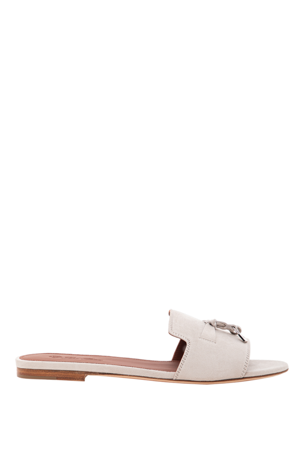 Loro Piana summer charms grey women's goat suede sandals 190327 - photo 1