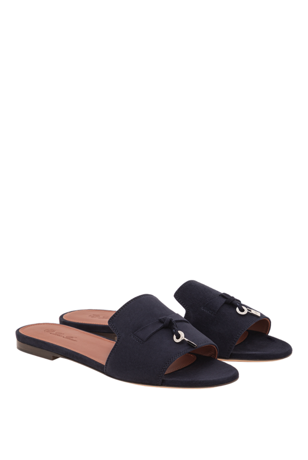 Loro Piana summer charms blue women's suede sandals 190328 - photo 3