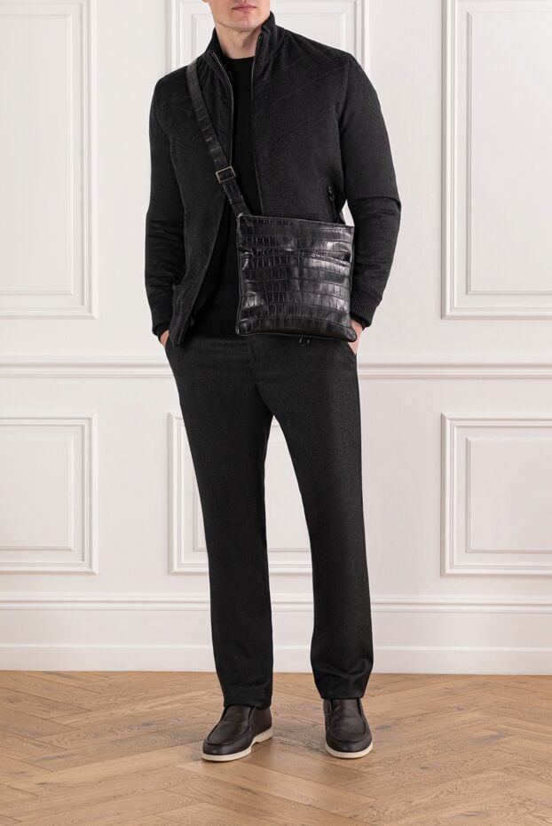 Men's warm wool trousers with black cashmere - photo 2
