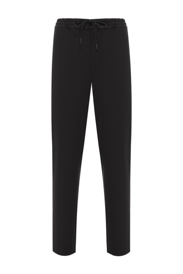 Men's trousers black plain with drawstring at the waist - photo 1