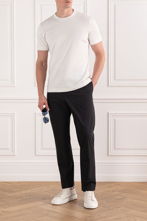 Men's trousers black plain with drawstring at the waist - photo 2