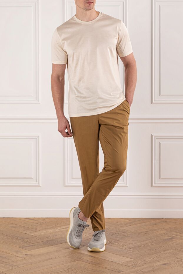 PT01 (Pantaloni Torino) men's basic trousers brown with white drawstring at the waist 190373 - photo 2