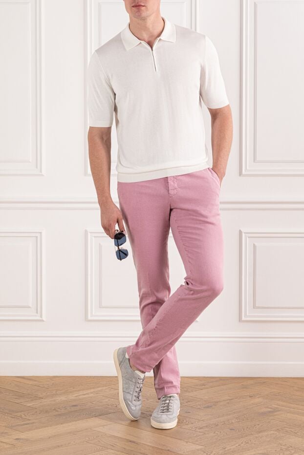 PT01 (Pantaloni Torino) men's summer pink trousers with drawstring 190380 - photo 2