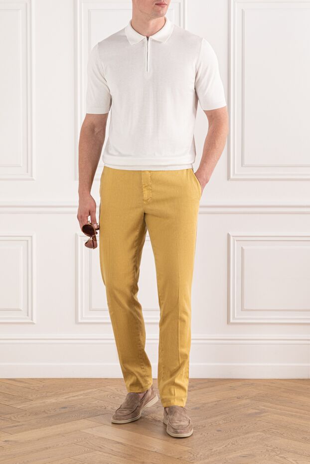 PT01 (Pantaloni Torino) men's basic yellow trousers with belt loops and drawstring 190381 - photo 2