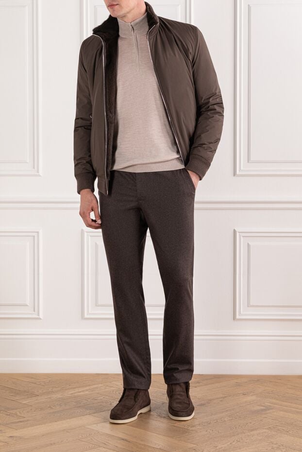 Cesare di Napoli men's wool troyer natural beige with a collar with a zipper 190445 - photo 2