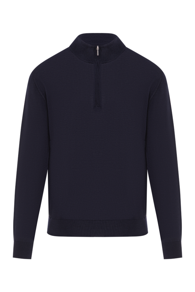 Cesare di Napoli men's dark blue wool troyer with chest zip 190447 - photo 1