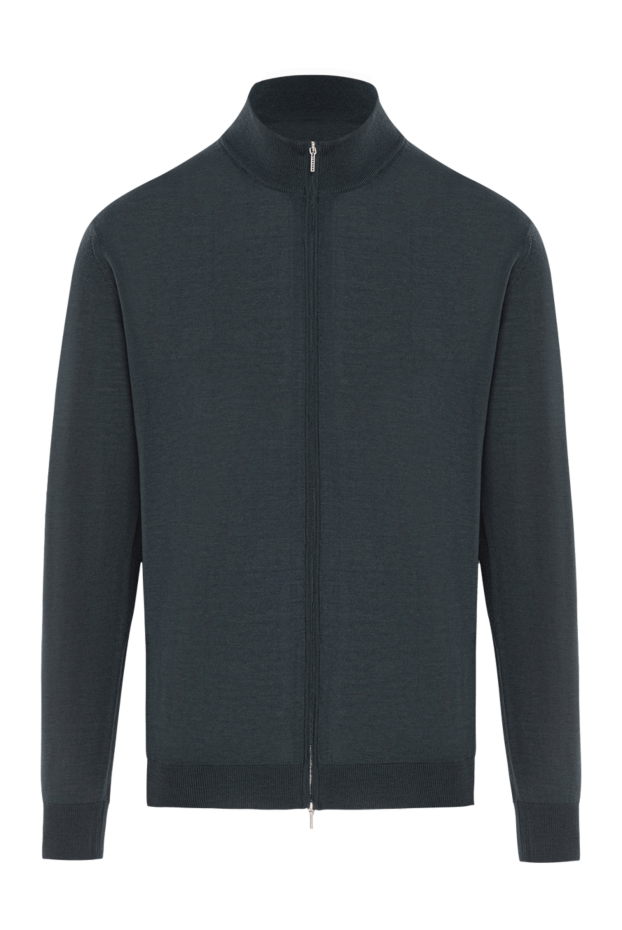 Cesare di Napoli green wool cardigan with zip in a laconic style 190448 - photo 1