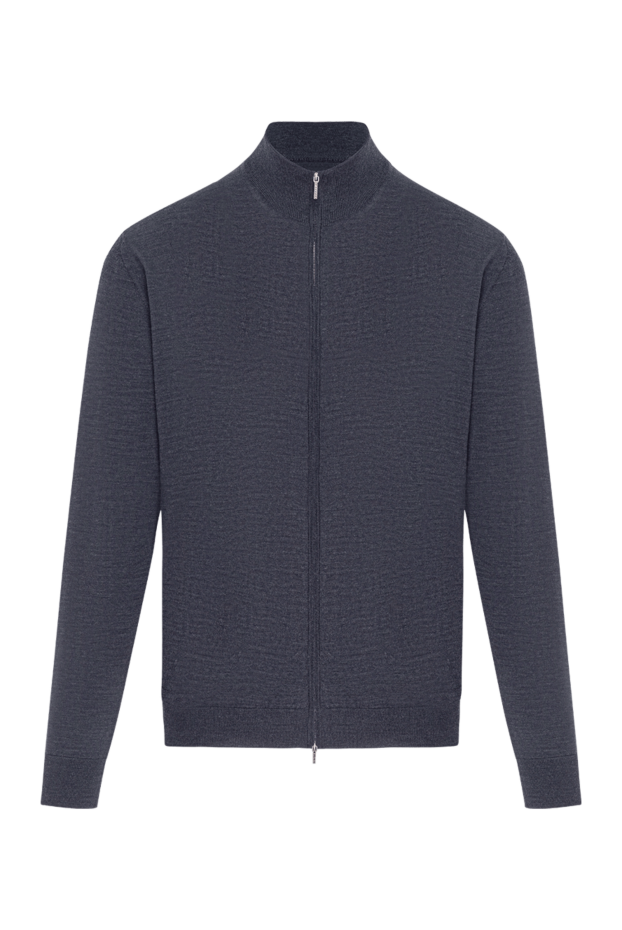 Cesare di Napoli deep blue-gray wool cardigan with zip fastening 190449 - photo 1