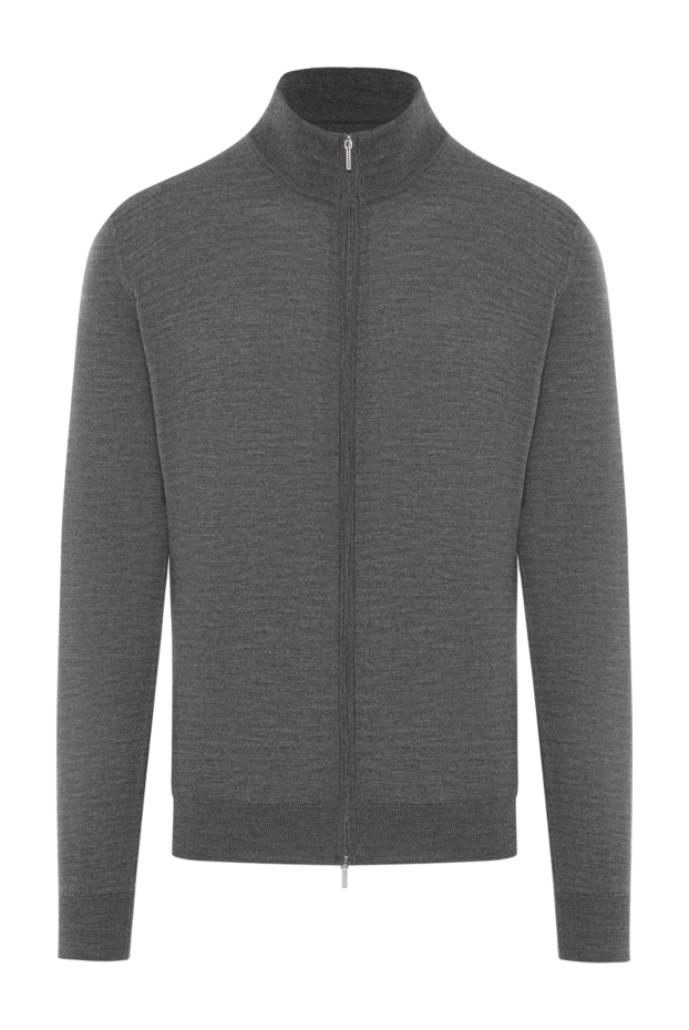 Fine wool cardigan gray with zipper - photo 1