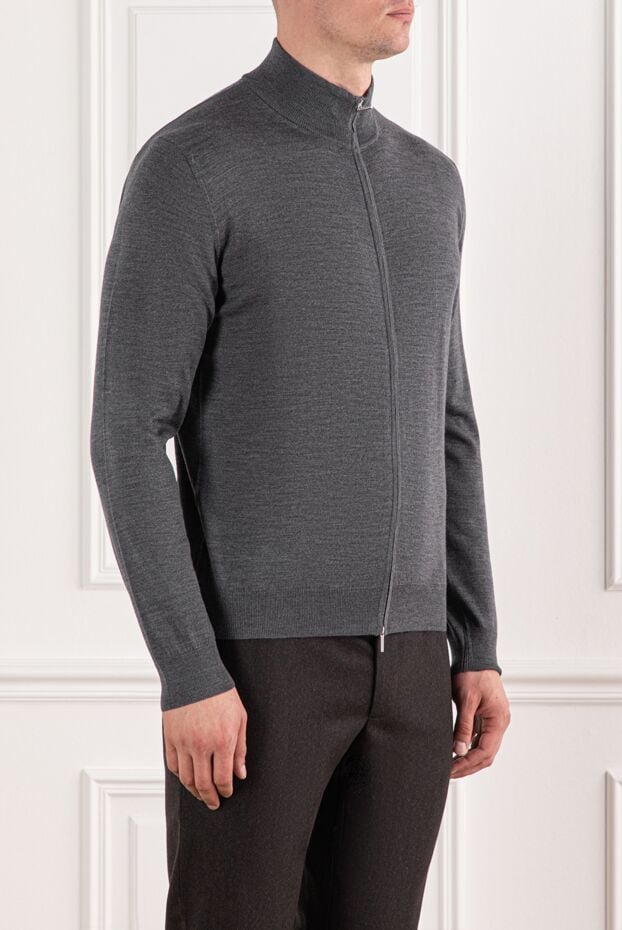 Cesare di Napoli fine wool cardigan gray with zipper 190452 - photo 3