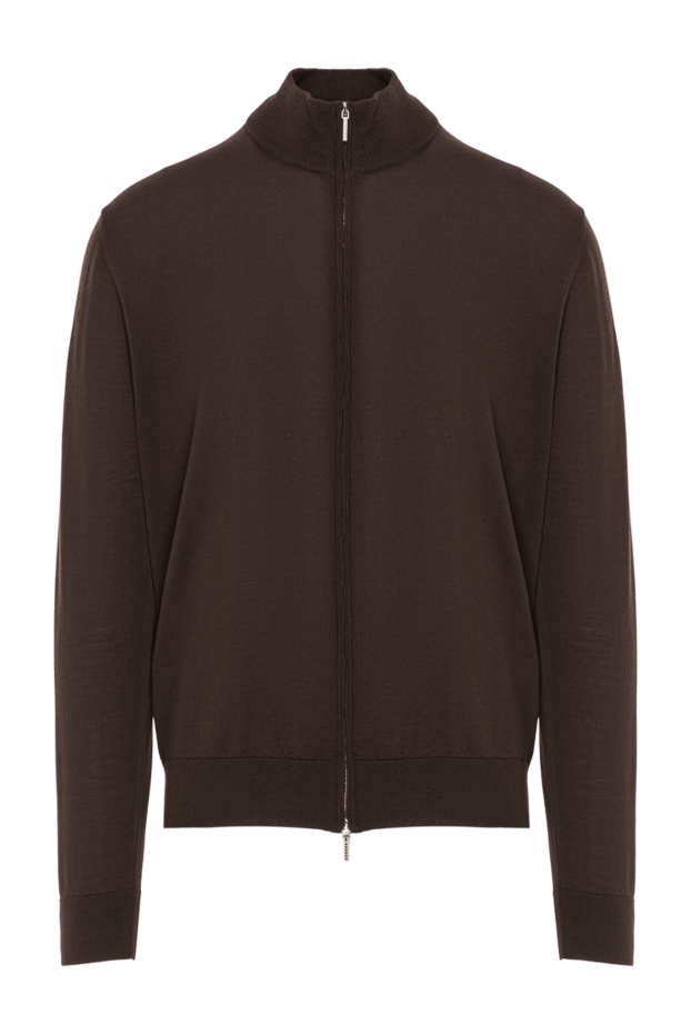Cesare di Napoli men's soft wool cardigan with a chocolate zip 190455 - photo 1