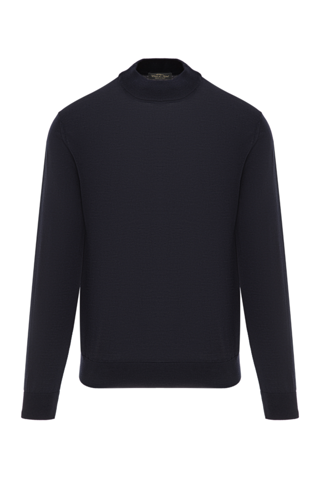 Cesare di Napoli thin wool jumper in blue with a stand-up collar 190458 - photo 1