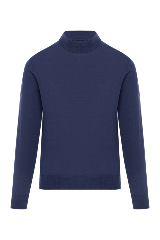 Cesare di Napoli dark blue wool jumper with a stand-up collar 190461 - photo 1