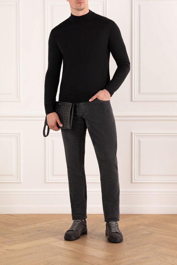 Cesare di Napoli black wool jumper with a stand-up collar 190463 - photo 2