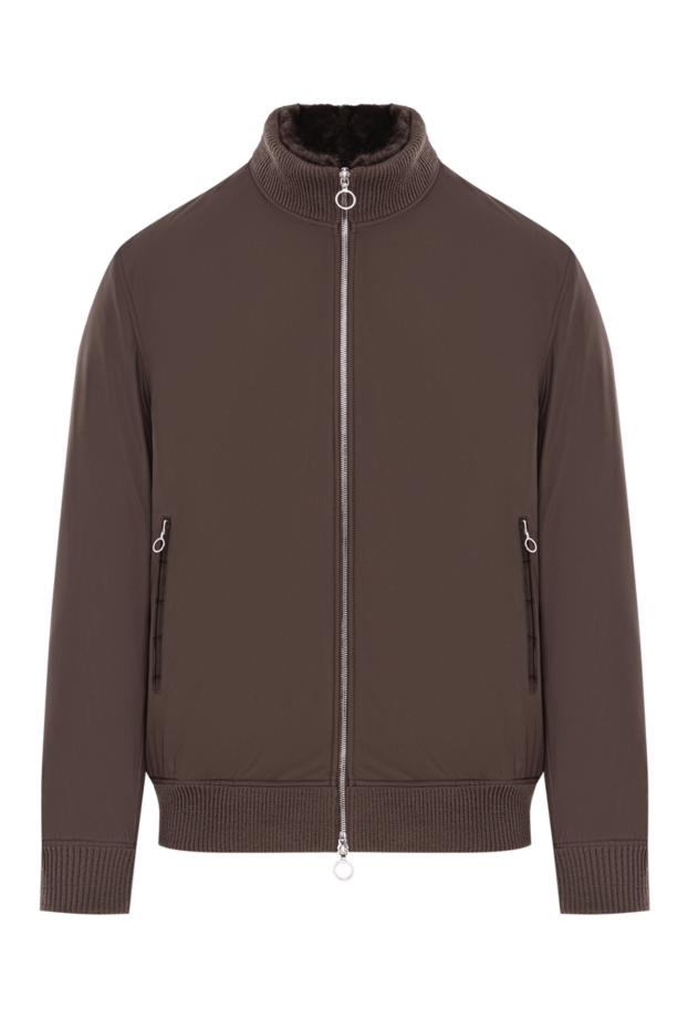 Fur lined zip up jacket with crocodile skin details - photo 1