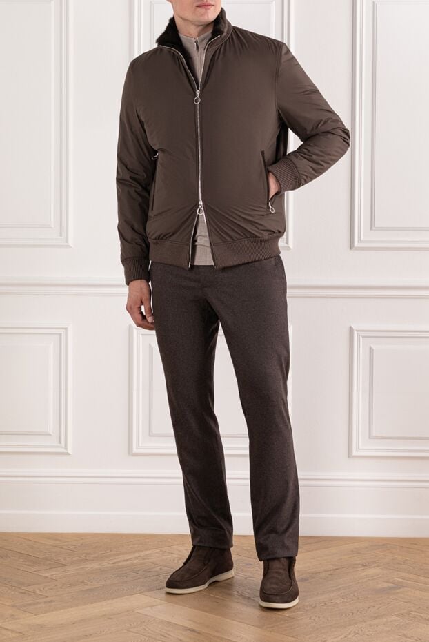Fur lined zip up jacket with crocodile skin details - photo 2