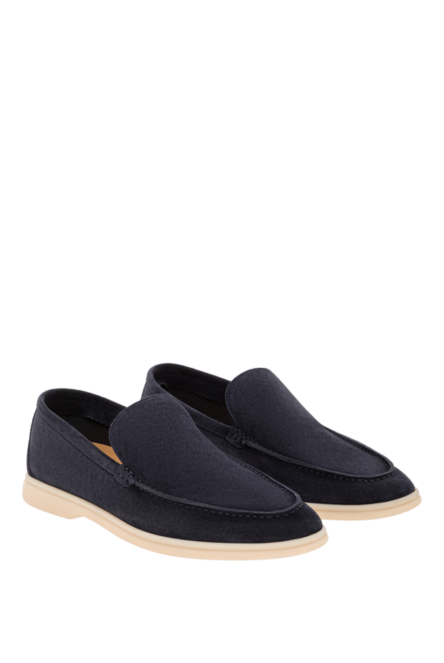 Loro Piana summer suede loafers, handcrafted in blue 190486 - photo 3