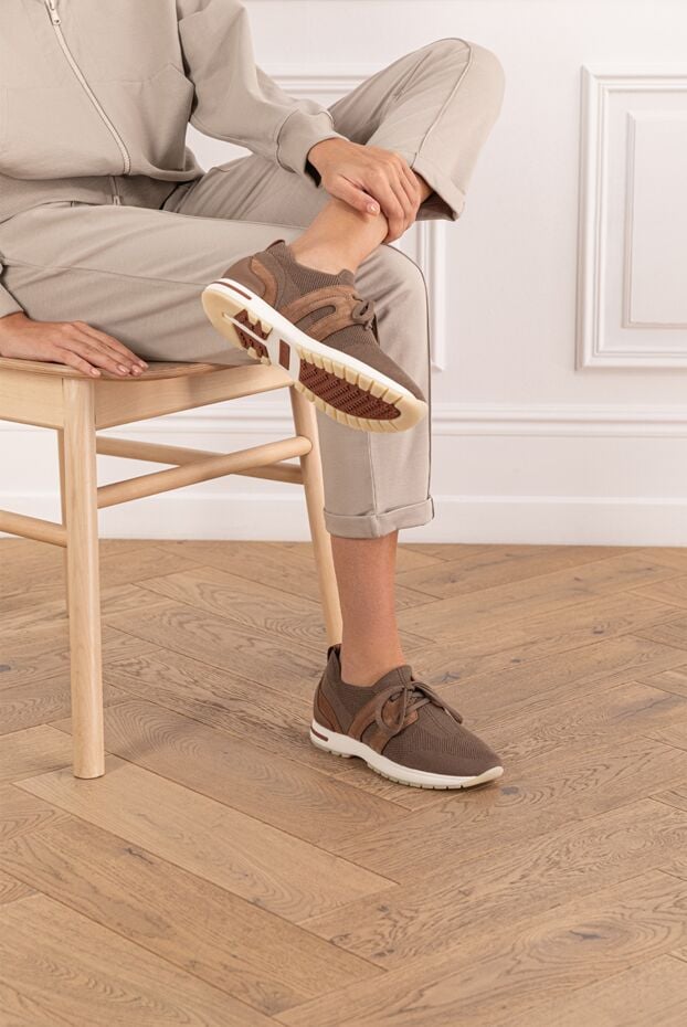 Loro Piana brown knitted wool sneakers 360 lp lady flexy walk 190488 - photo 2