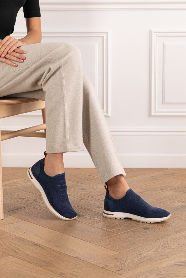Loro Piana кросівки-сліпони сині жіночі 360 lp flexy walk на ультралегкій підошві 190489 - фото 2