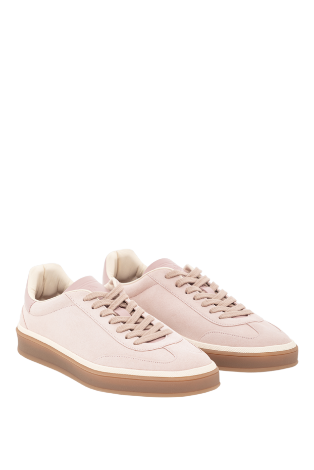 Loro Piana women's pink ultra low profile suede tennis shoes 190490 - photo 3