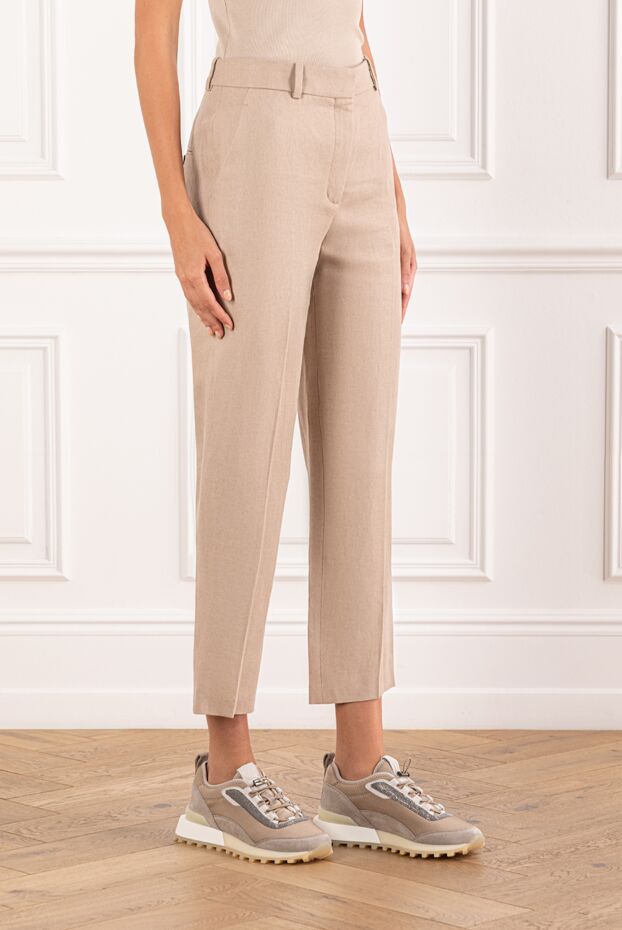 Loro Piana beige neo derk high waist linen classic trousers women 190495 - photo 3