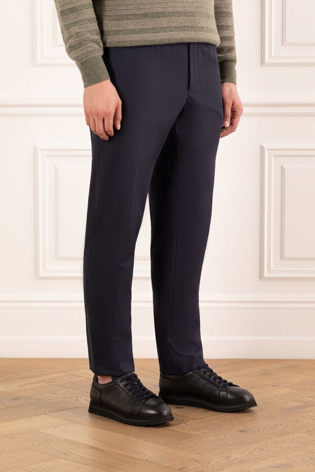 Loro Piana jarno men's blue cotton gabardine trousers 190505 - photo 3