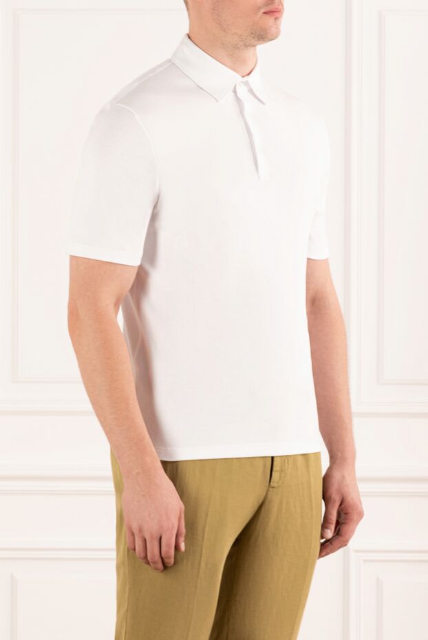 Loro Piana tremezzo men's white polo shirt made of exquisite interlock knitwear 190510 - photo 3