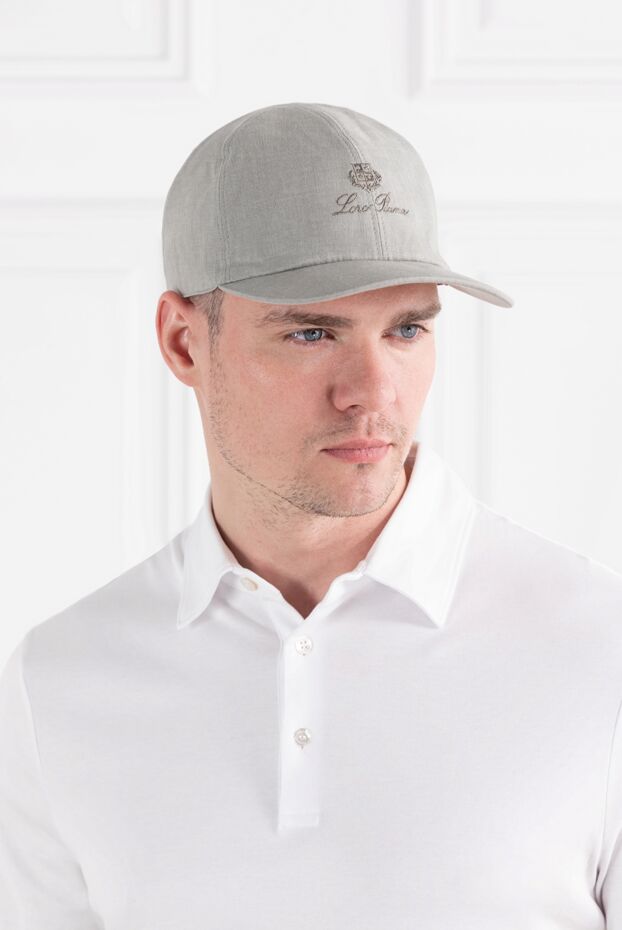 Loro Piana men's grey linen baseball cap treated with soft aloe vera 190514 - photo 3