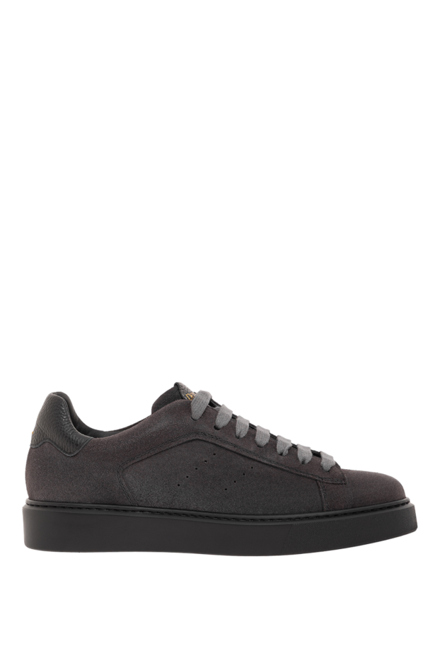Doucal`s classic suede sneakers with grey laces 190528 - photo 1
