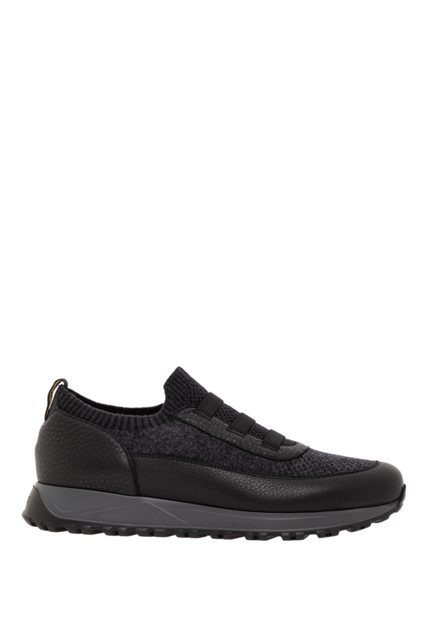 Doucal`s men's black sneakers with wool upper and leather inserts 190529 - photo 1