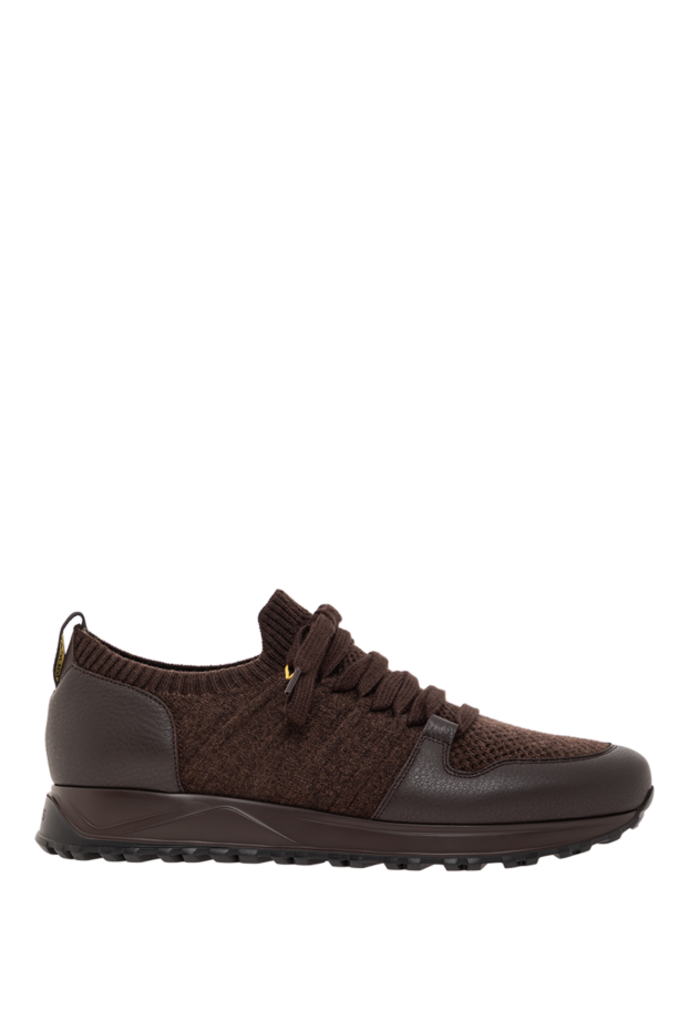 Doucal`s brown men's sneakers made of genuine leather and warm wool 190530 - photo 1