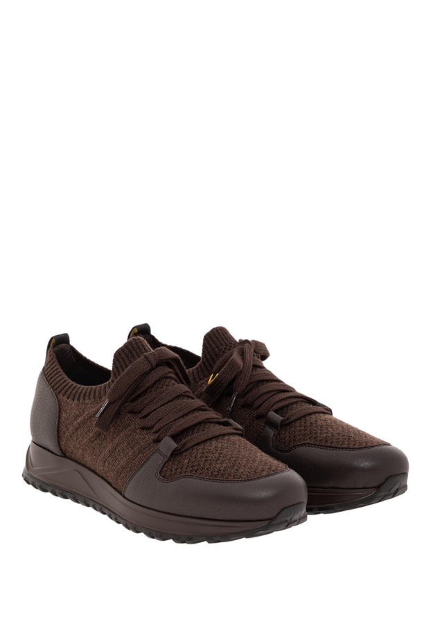 Doucal`s brown men's sneakers made of genuine leather and warm wool 190530 - photo 3