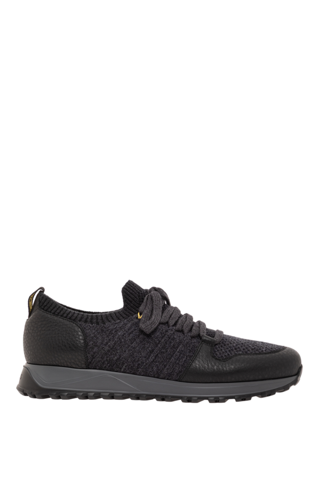Doucal`s dark grey sneakers with leather inserts and wool 190531 - photo 1