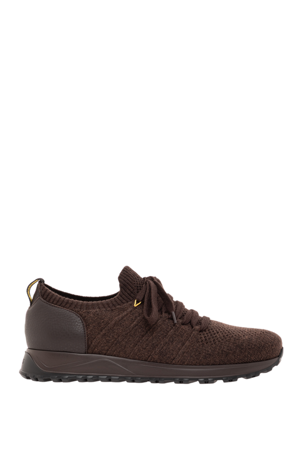 Doucal`s knitted brown sneakers with leather on the heel and a textured sole 190533 - photo 1