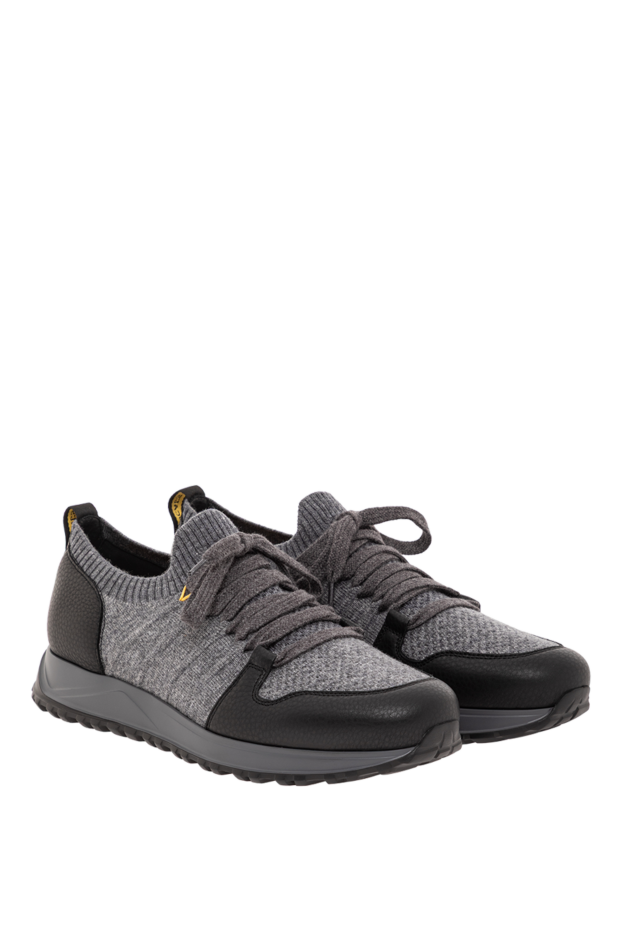 Doucal`s casual sneakers made of grey wool and genuine leather 190534 - photo 3
