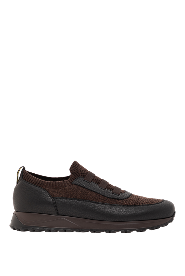 Doucal`s warm brown sneakers made of wool and leather with a textured sole 190535 - photo 1