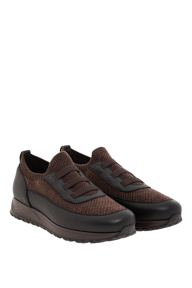 Doucal`s warm brown sneakers made of wool and leather with a textured sole 190535 - photo 3