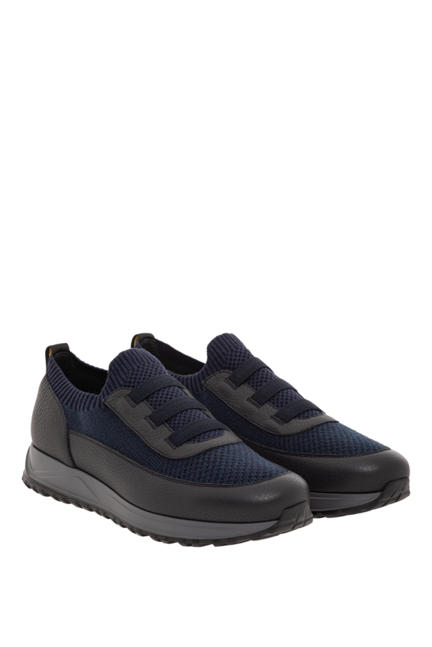 Doucal`s wool sneakers with leather trim and insulated sole blue 190536 - photo 3