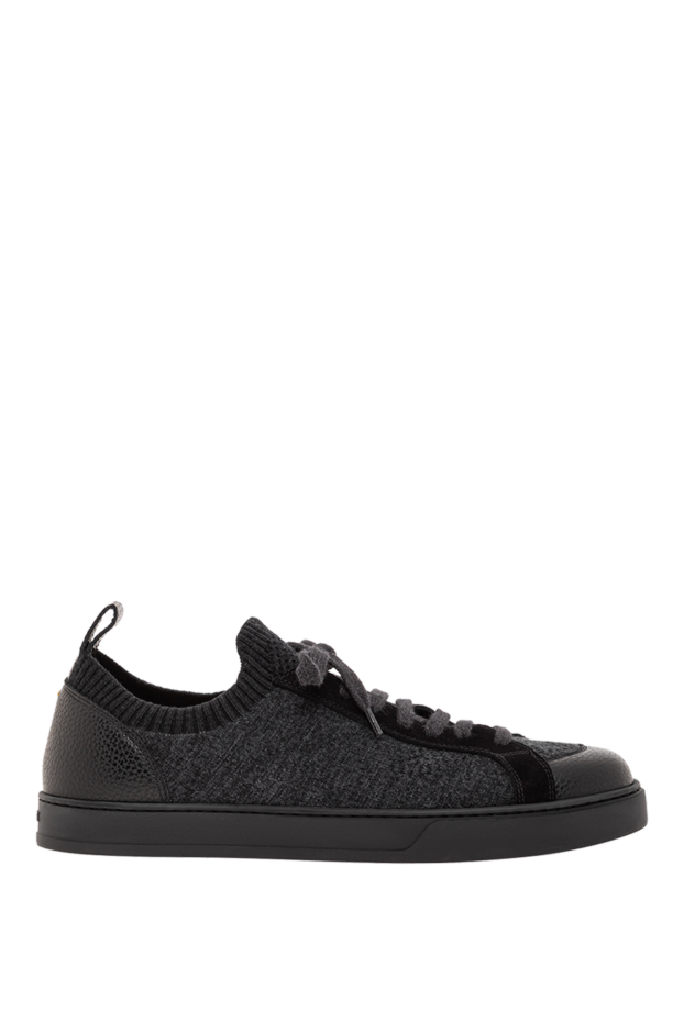 Doucal`s men's grey sneakers with leather inserts and wool upper 190539 - photo 1