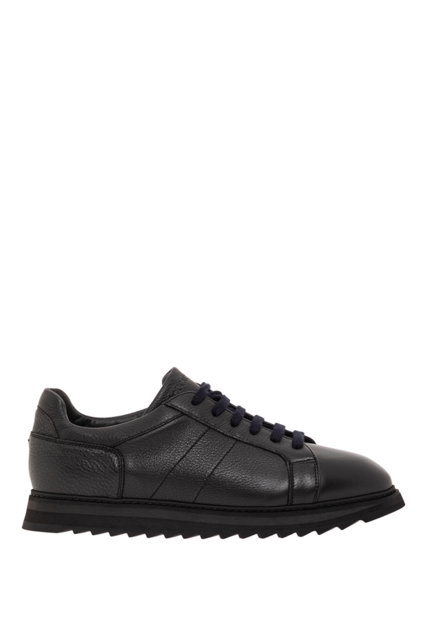 Doucal`s black sneakers made of genuine leather with a relief sole 190541 - photo 1